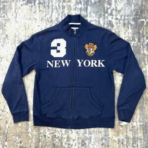 Robin Ruth New York 3 Navy Blue Zip Up Sweatshirt Large